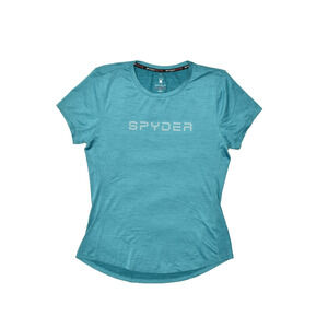 Spyder Active Women's T-Shirt Regular Size M Teal Blue Short Sleeve Athletic